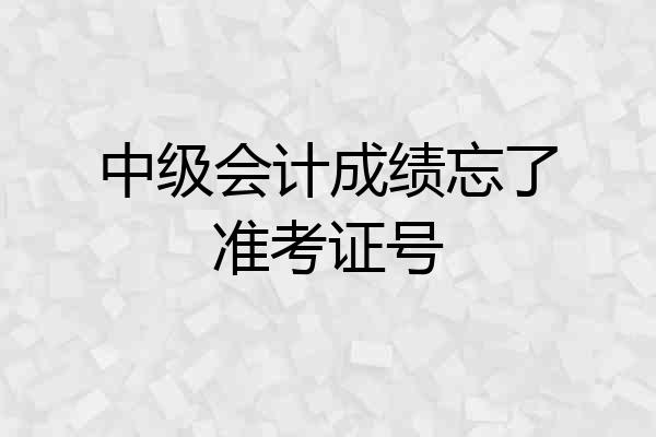中级会计成绩忘了准考证号