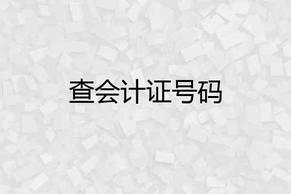 查会计证号码
