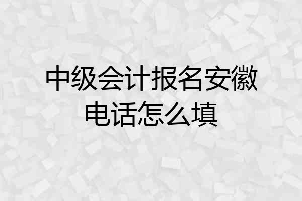 中级会计报名安徽电话怎么填