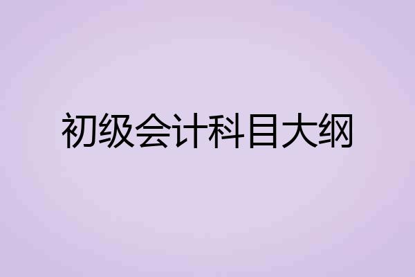 初级会计科目大纲
