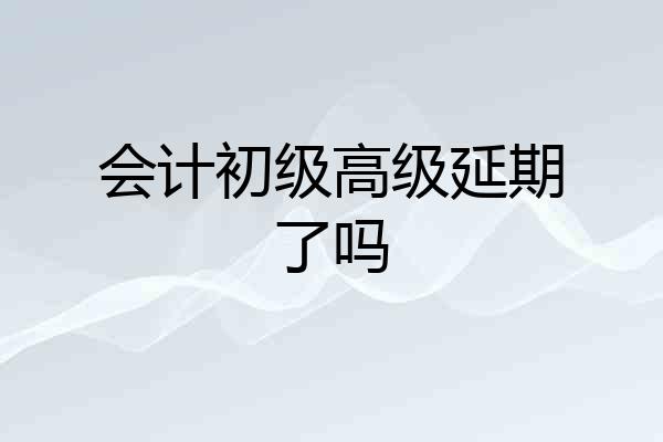 会计初级高级延期了吗
