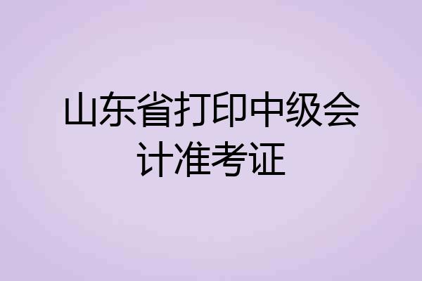 山东省打印中级会计准考证