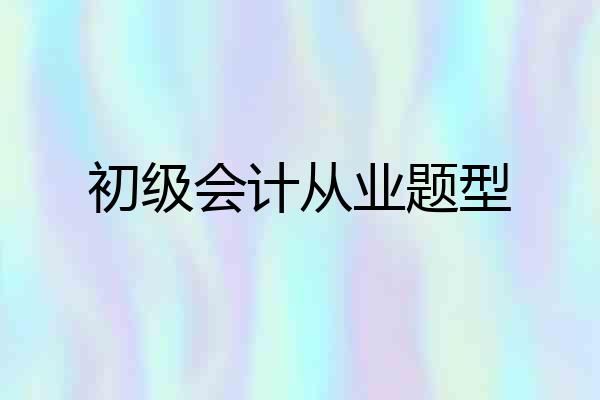 初级会计从业题型