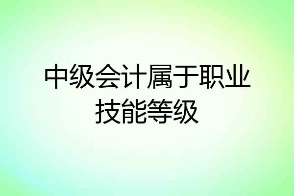 中级会计属于职业技能等级
