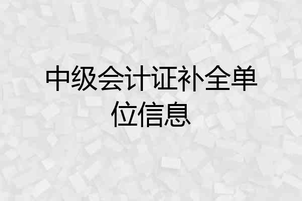 中级会计证补全单位信息