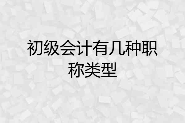 初级会计有几种职称类型