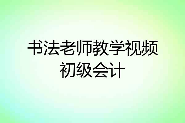 书法老师教学视频初级会计