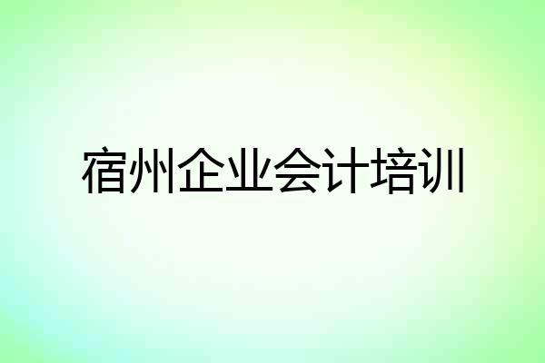 宿州企业会计培训