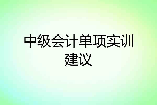 中级会计单项实训建议