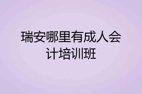 瑞安哪里有成人会计培训班