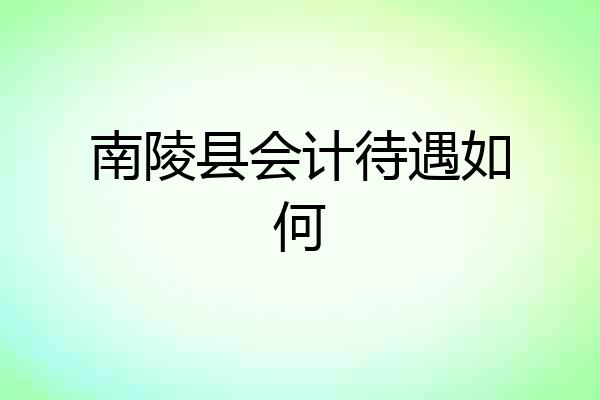 南陵县会计待遇如何
