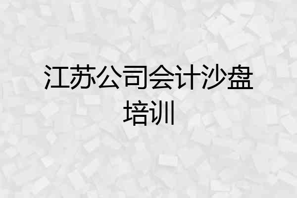 江苏公司会计沙盘培训