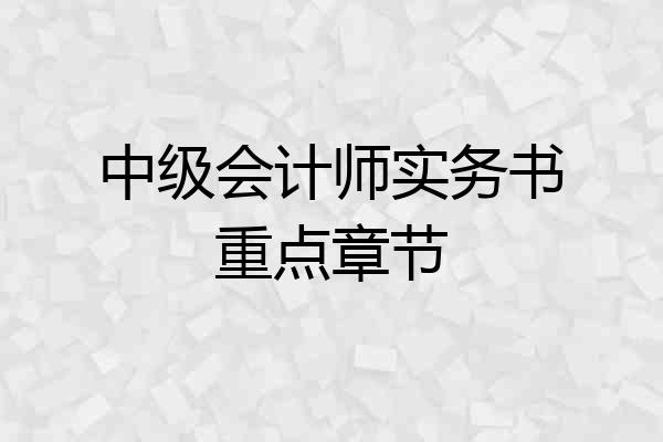 中级会计师实务书重点章节