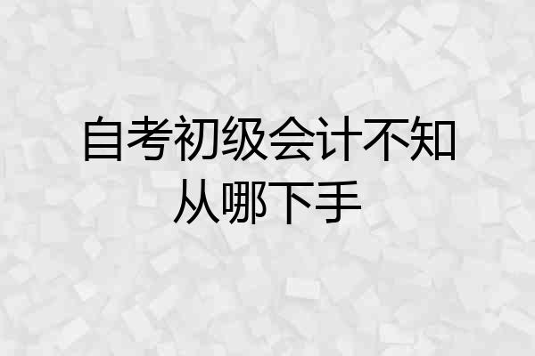 自考初级会计不知从哪下手