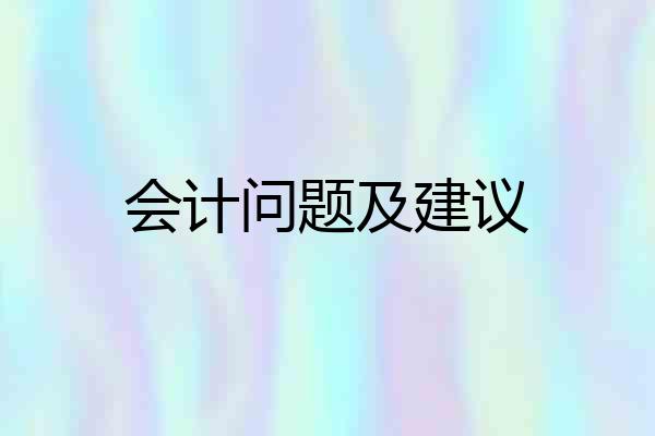 会计问题及建议