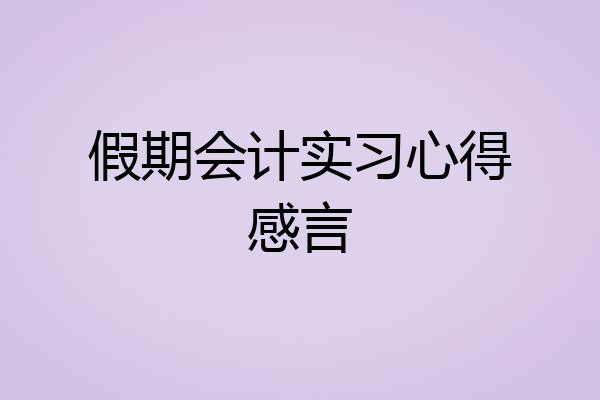 假期会计实习心得感言