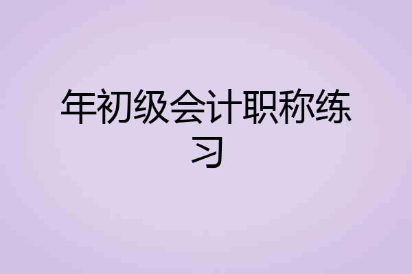 年初级会计职称练习