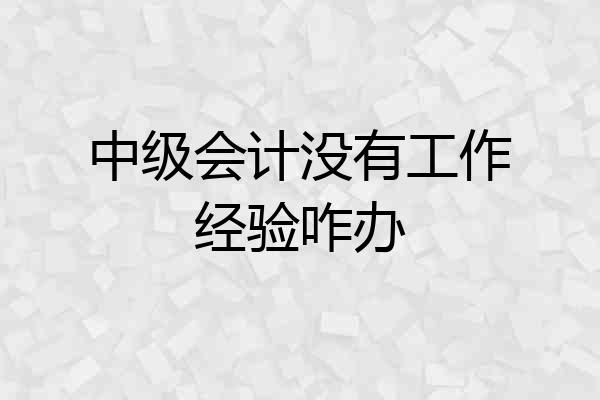 中级会计没有工作经验咋办