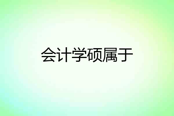 会计学硕属于