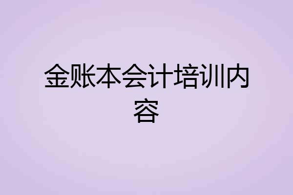 金账本会计培训内容