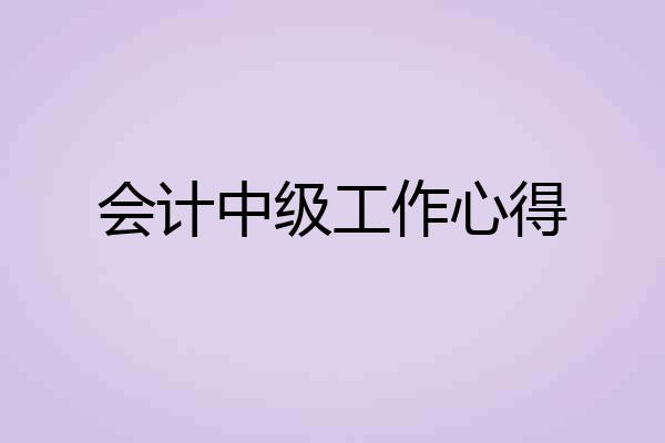 会计中级工作心得