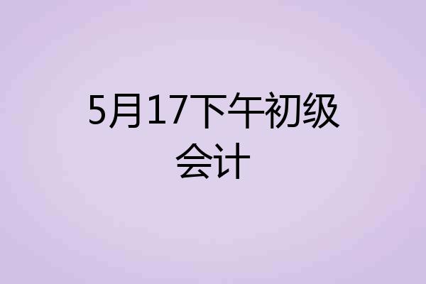 5月17下午初级会计