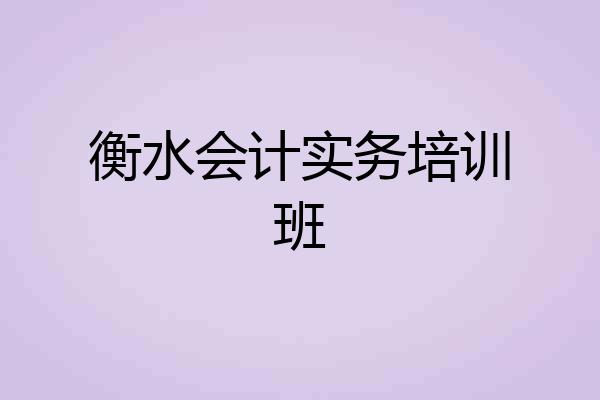 衡水会计实务培训班