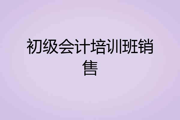 初级会计培训班销售