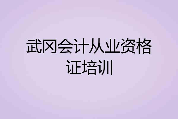 武冈会计从业资格证培训