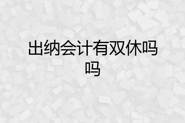 出纳会计有双休吗吗