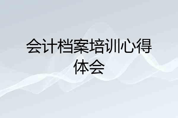 会计档案培训心得体会