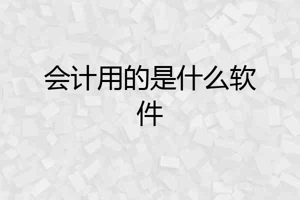 会计用的是什么软件