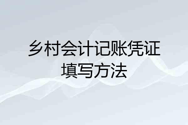 乡村会计记账凭证填写方法