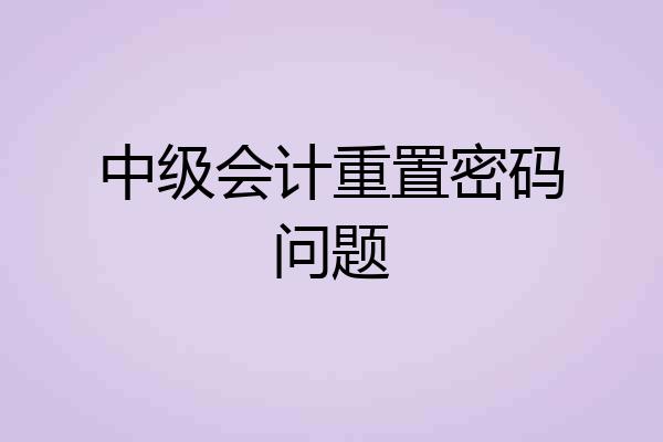 中级会计重置密码问题