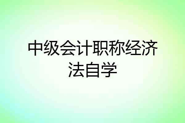 中级会计职称经济法自学