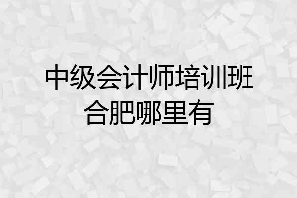 中级会计师培训班合肥哪里有