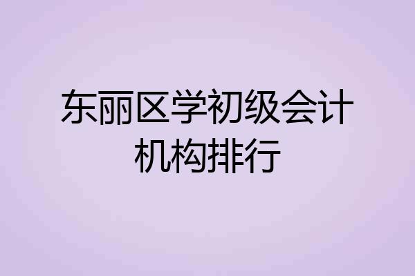 东丽区学初级会计机构排行