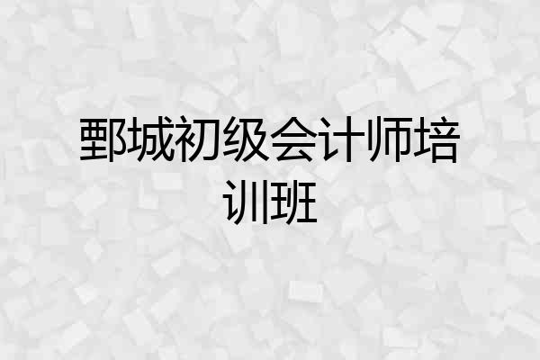 鄄城初级会计师培训班