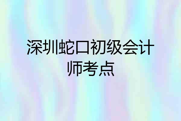 深圳蛇口初级会计师考点