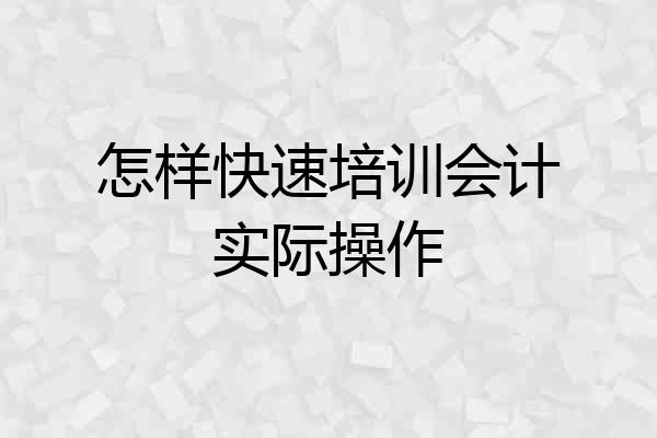 怎样快速培训会计实际操作