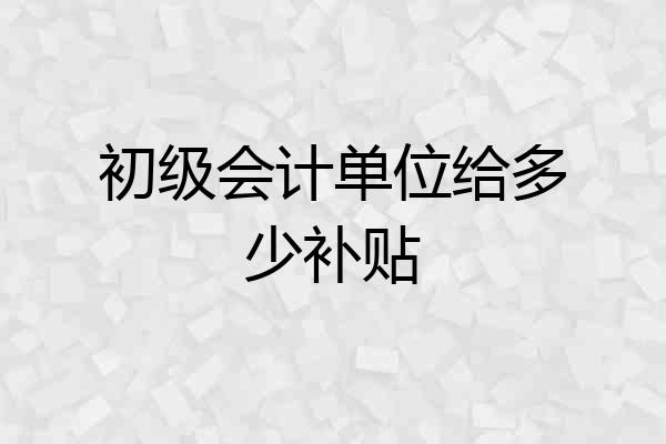 初级会计单位给多少补贴