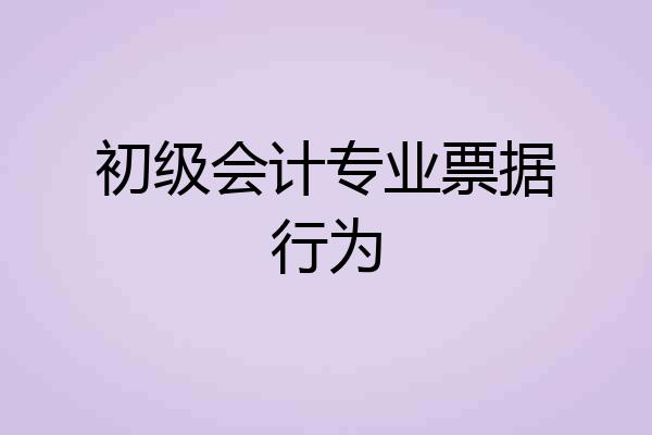 初级会计专业票据行为