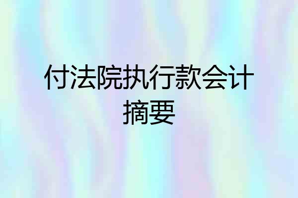 付法院执行款会计摘要