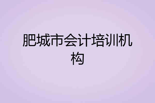 肥城市会计培训机构
