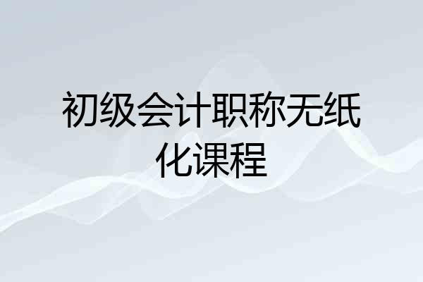 初级会计职称无纸化课程