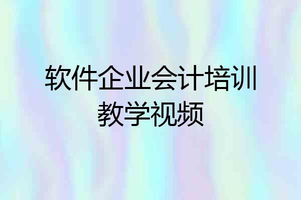 软件企业会计培训教学视频