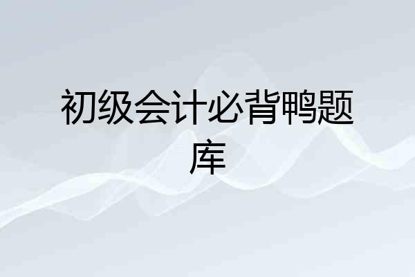 初级会计必背鸭题库