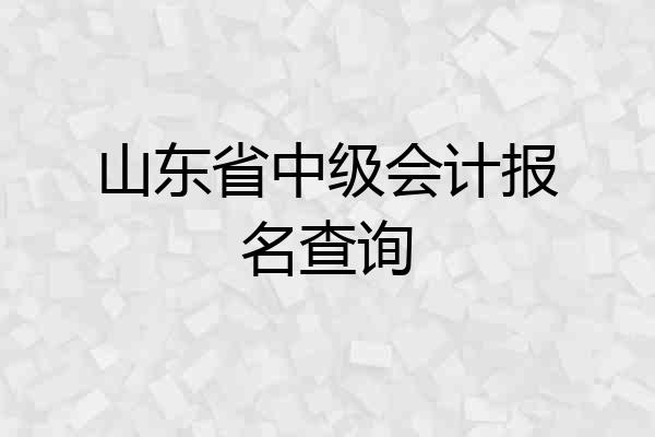 山东省中级会计报名查询