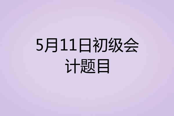 5月11日初级会计题目