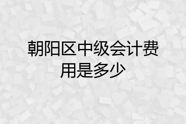 朝阳区中级会计费用是多少